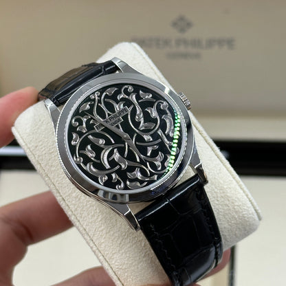 Patek Philippe Calatrava Engraved Black Dial Platinum Ref. 5088/100P-001  2022