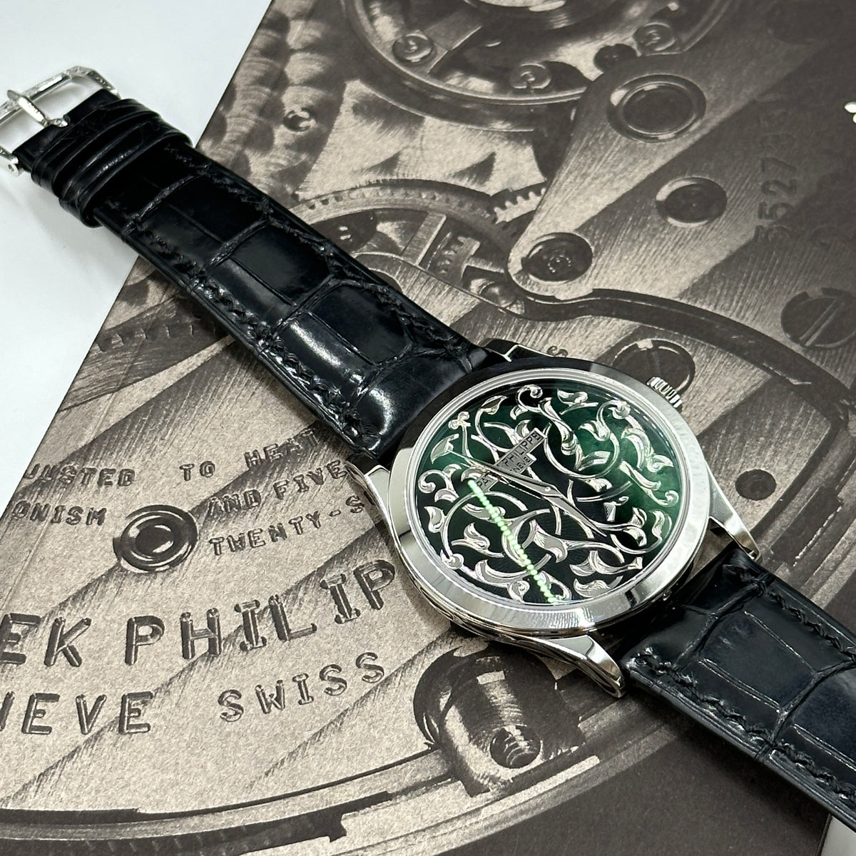 Patek Philippe Calatrava Engraved Black Dial Platinum Ref. 5088/100P-001  2022