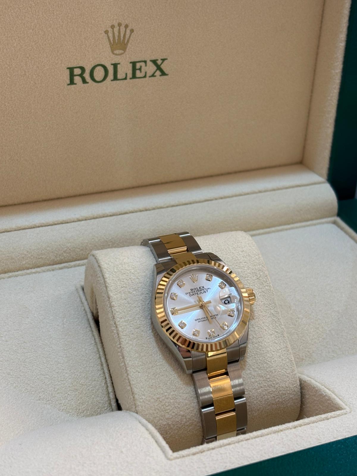 Rolex Lady-Datejust 28 279173G Silver Diamonds Oyster 2026