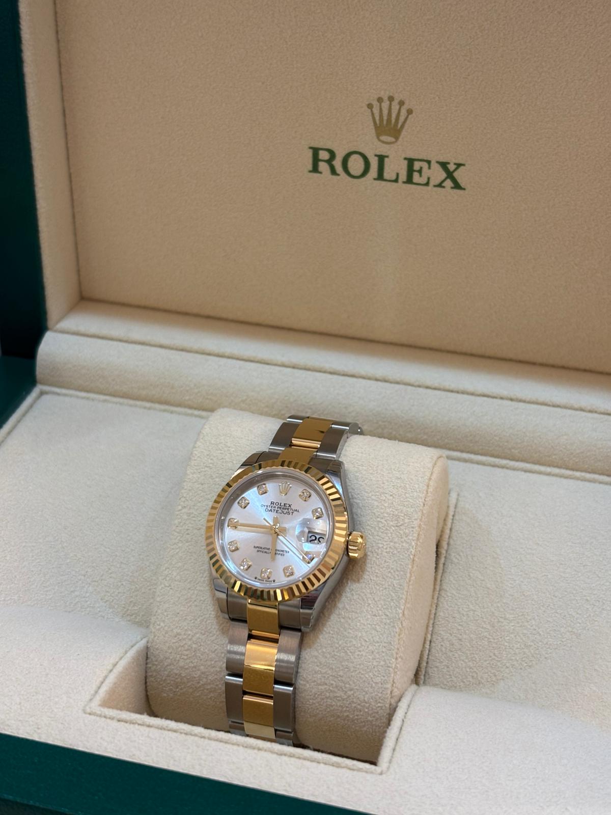 Rolex Lady-Datejust 28 279173G Silver Diamonds Oyster 2026