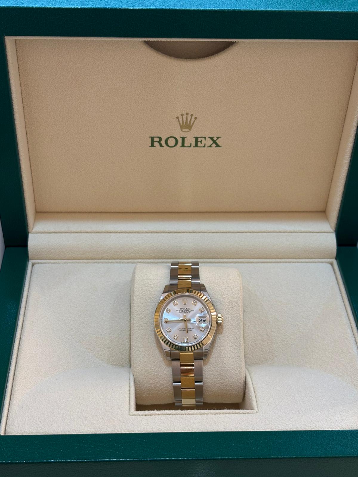 Rolex Lady-Datejust 28 279173G Silver Diamonds Oyster 2026