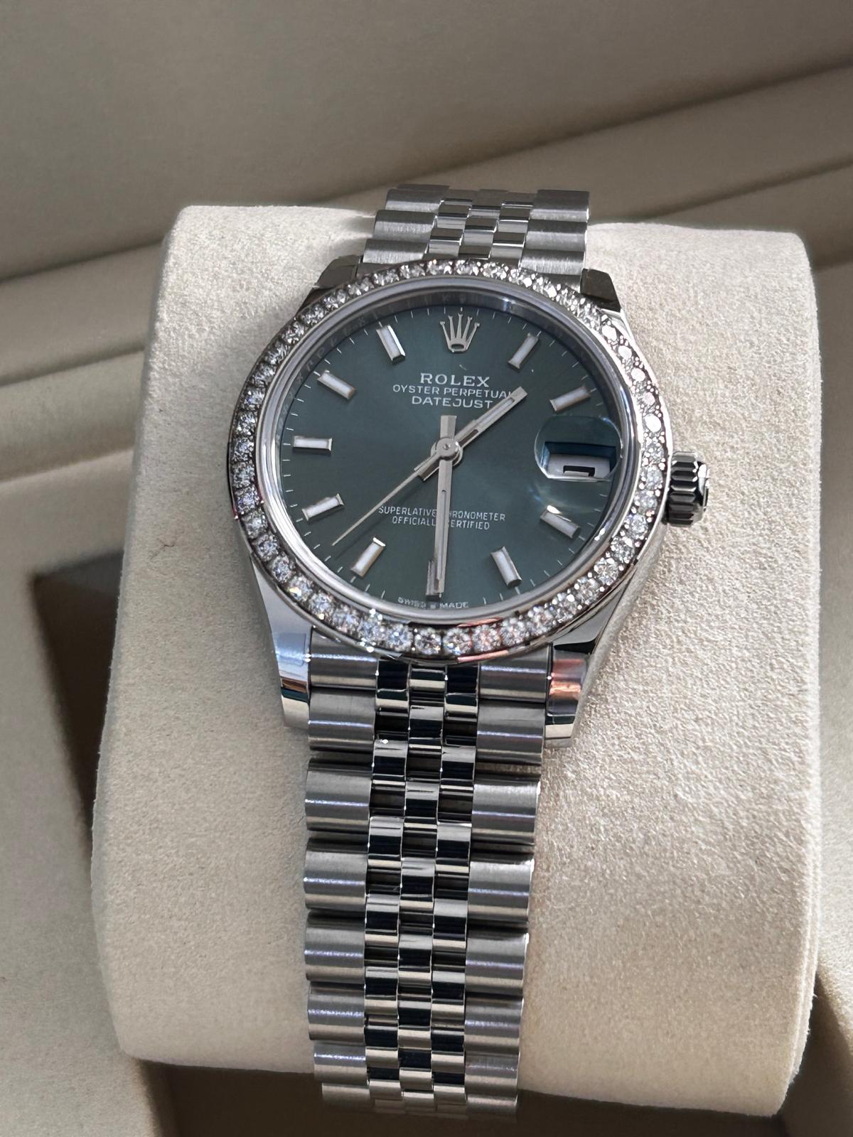 Rolex Datejust 31 278384RBR Green Index Dial Jubilee