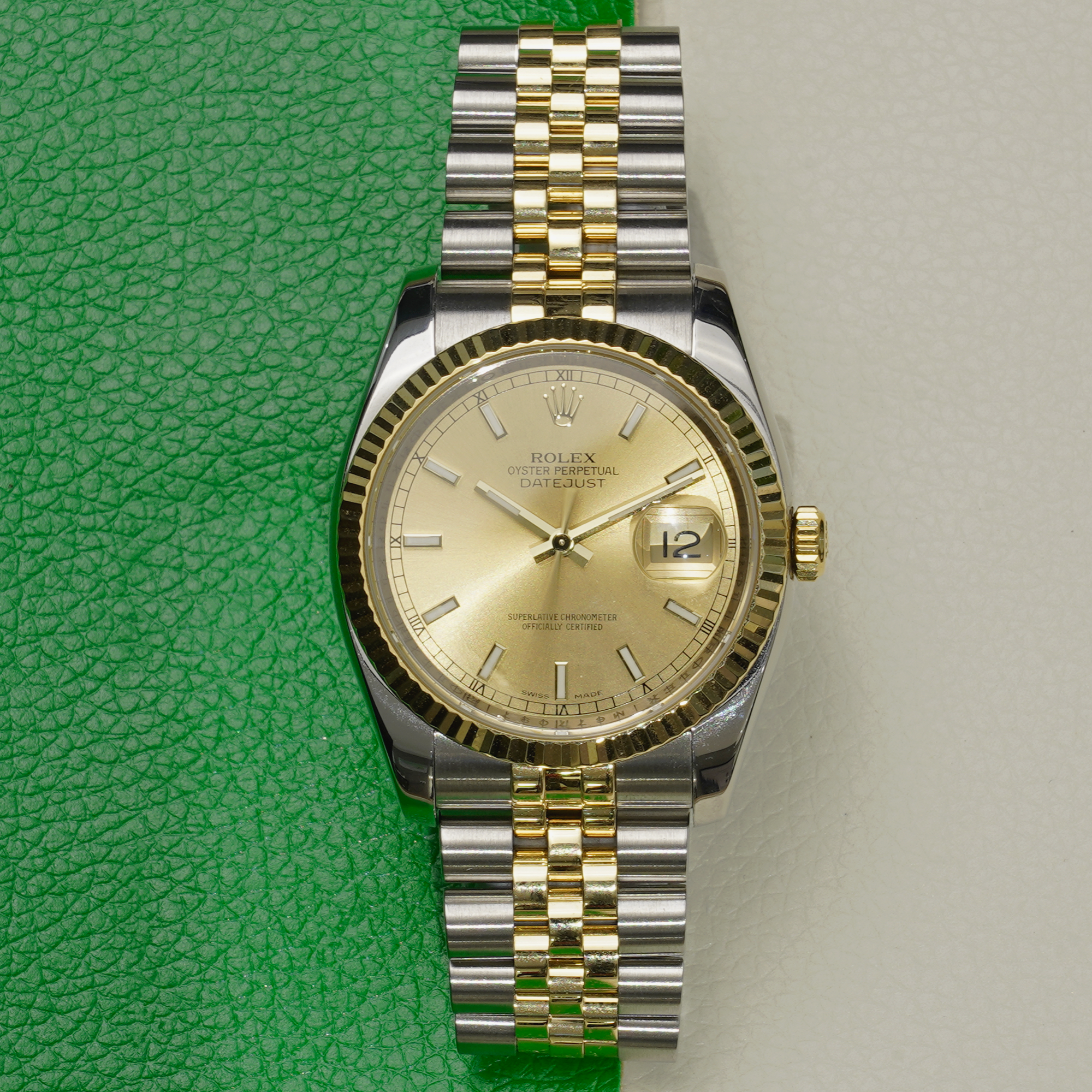 Rolex Datejust 36 116233 Champagne Index Jubilee 2008 full set