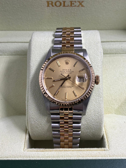 Rolex Datejust 36 16233 Champagne Index Jubilee  with Original Paper