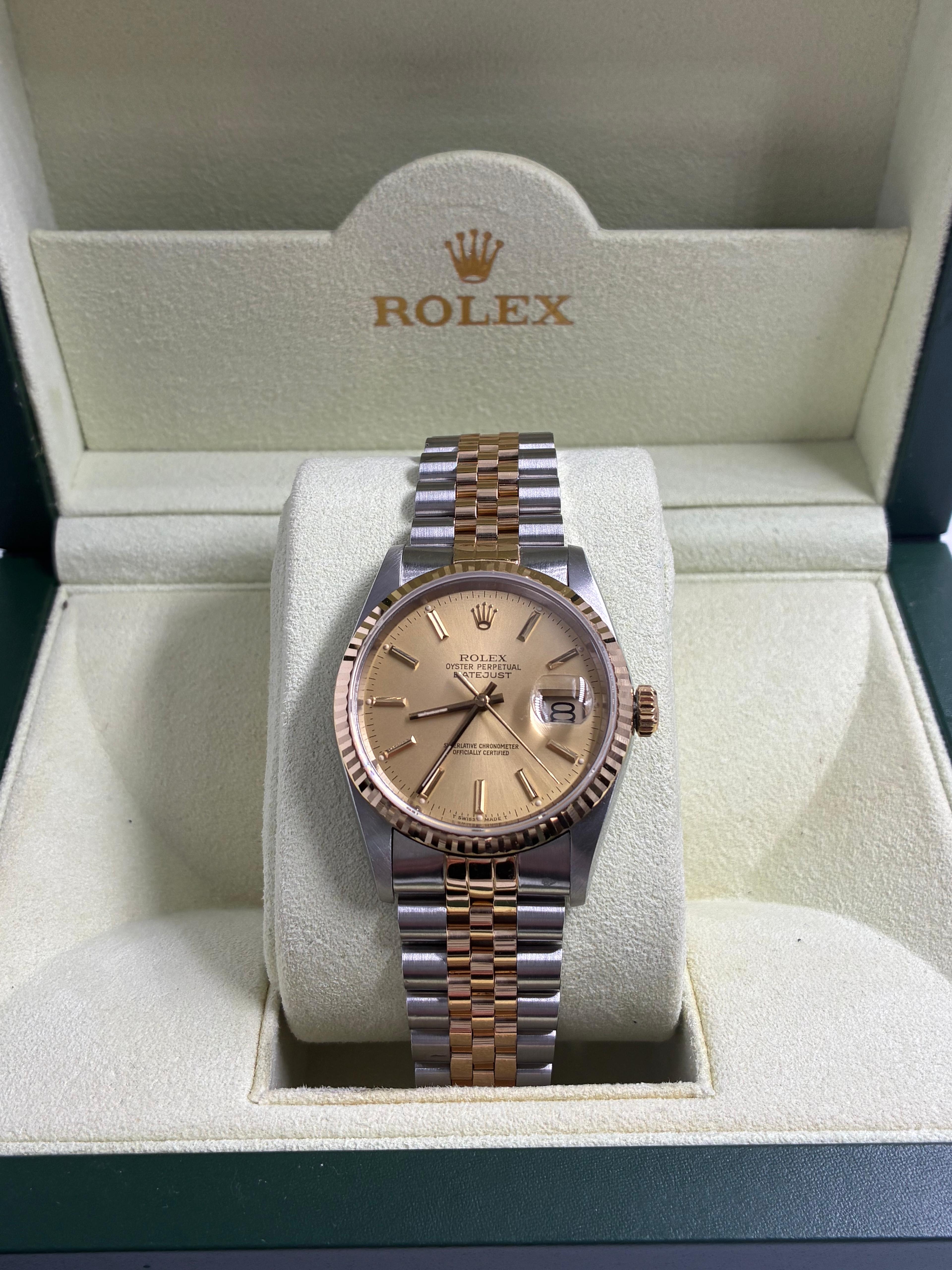 Rolex Datejust 36 16233 Champagne Index Jubilee  with Original Paper