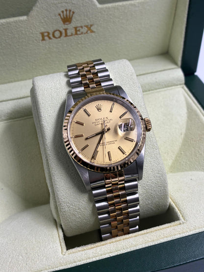 Rolex Datejust 36 16233 Champagne Index Jubilee  with Original Paper