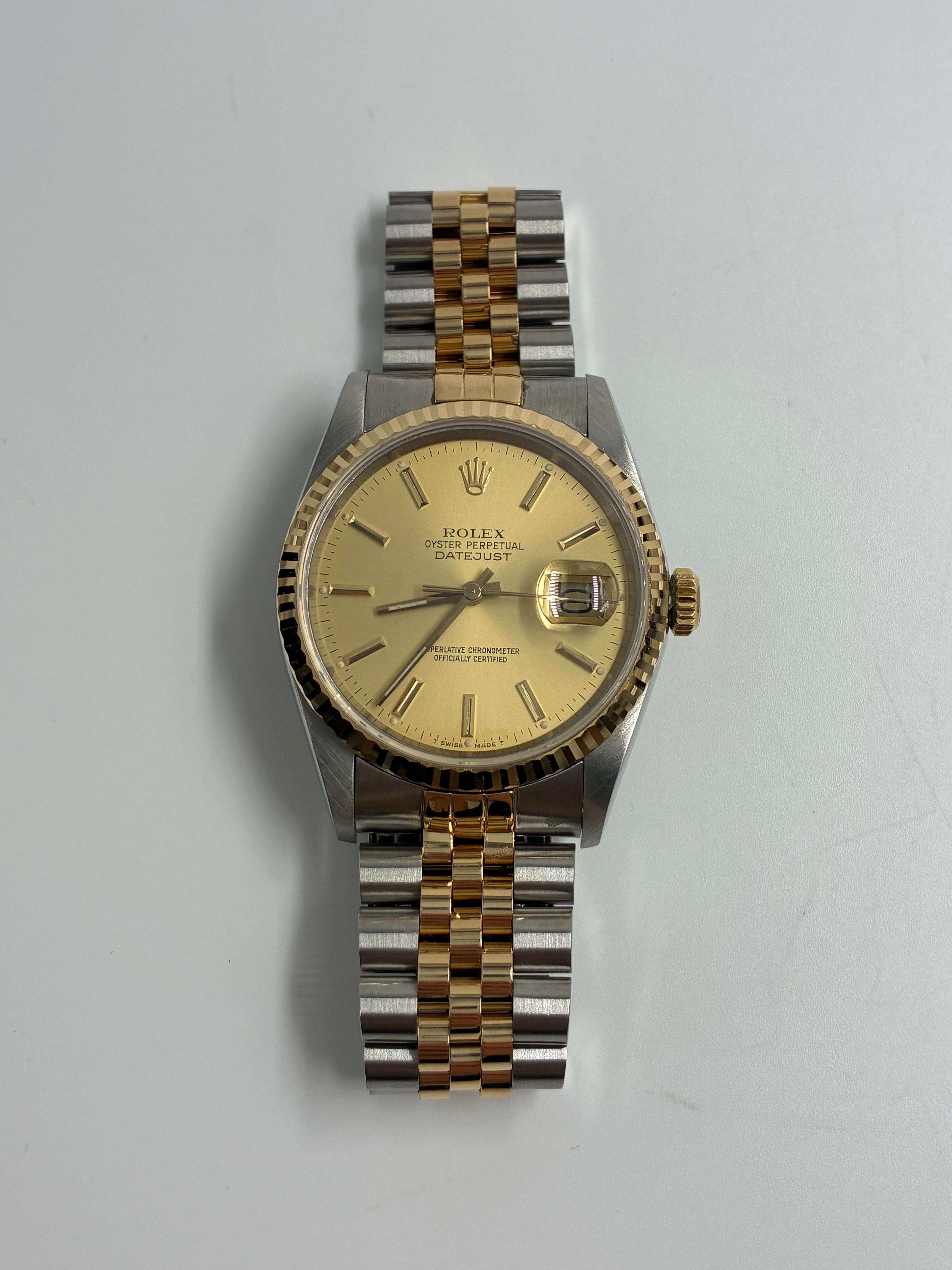 Rolex Datejust 36 16233 Champagne Index Jubilee  with Original Paper