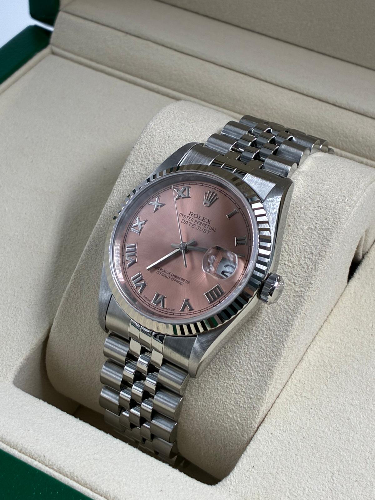 Rolex Datejust 36 16234 Pink Roman Jubilee 1999 with Original Paper