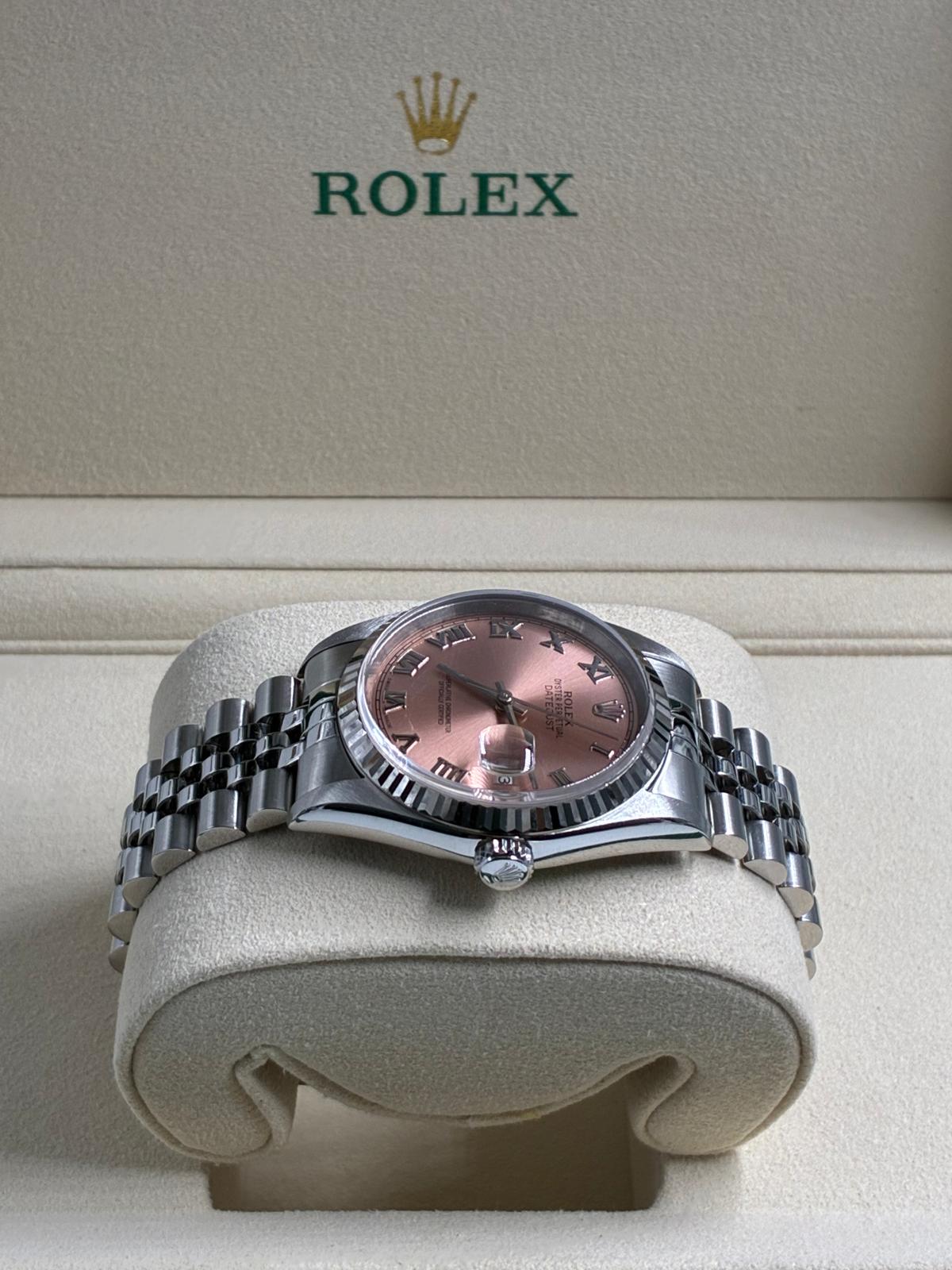 Rolex Datejust 36 16234 Pink Roman Jubilee 1999 with Original Paper