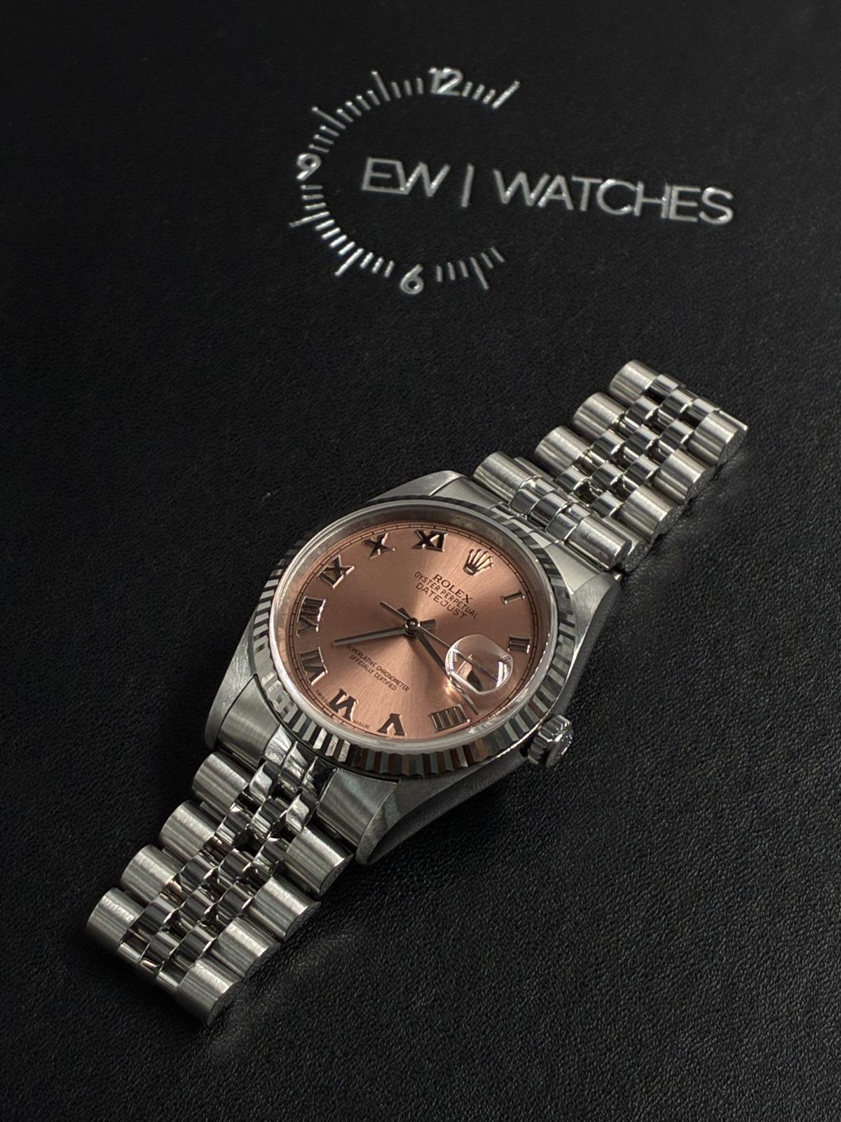 Rolex Datejust 36 16234 Pink Roman Jubilee 1999 with Original Paper