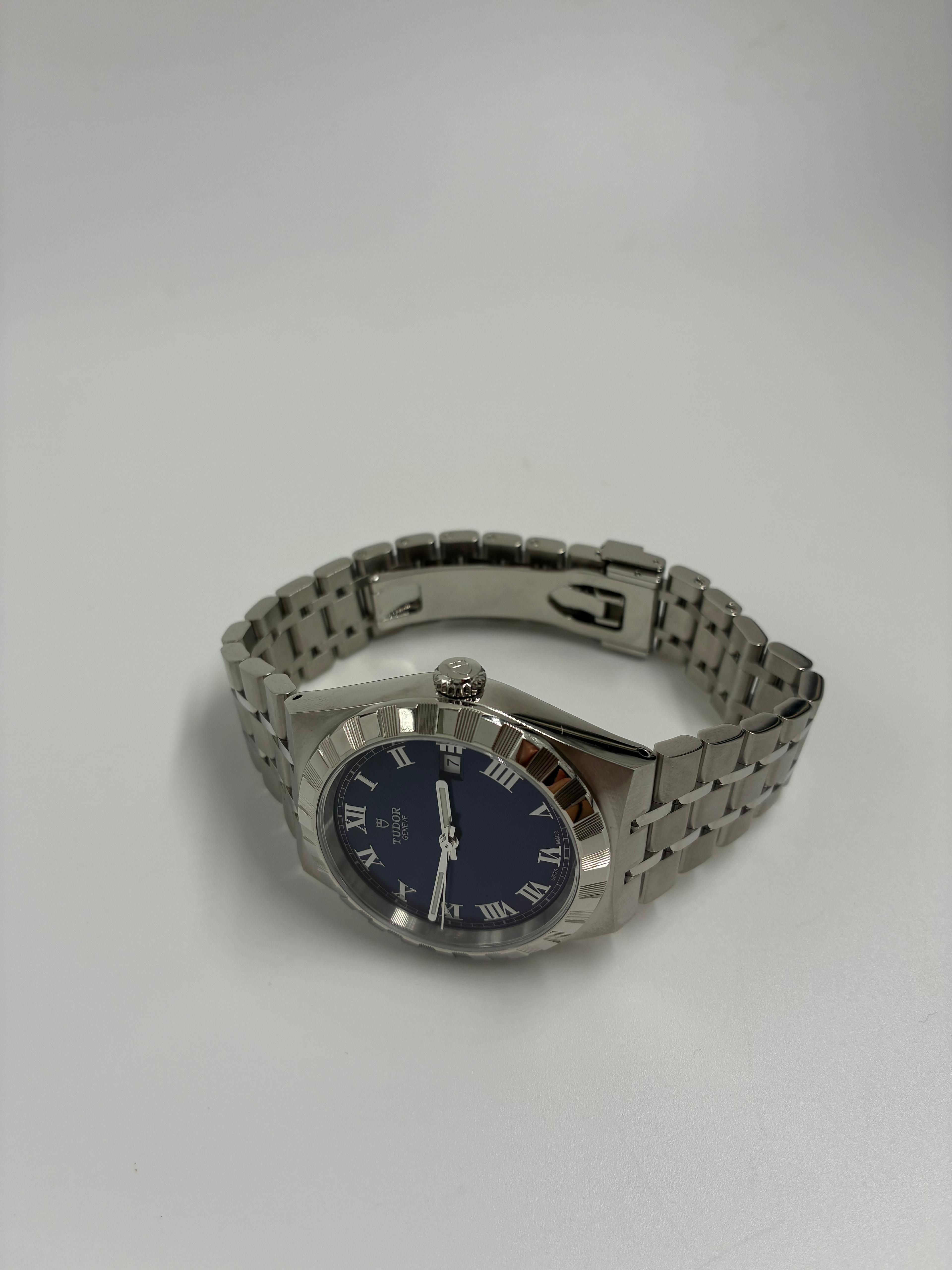 Tudor Royal Blue Roman Steel M28500-0005