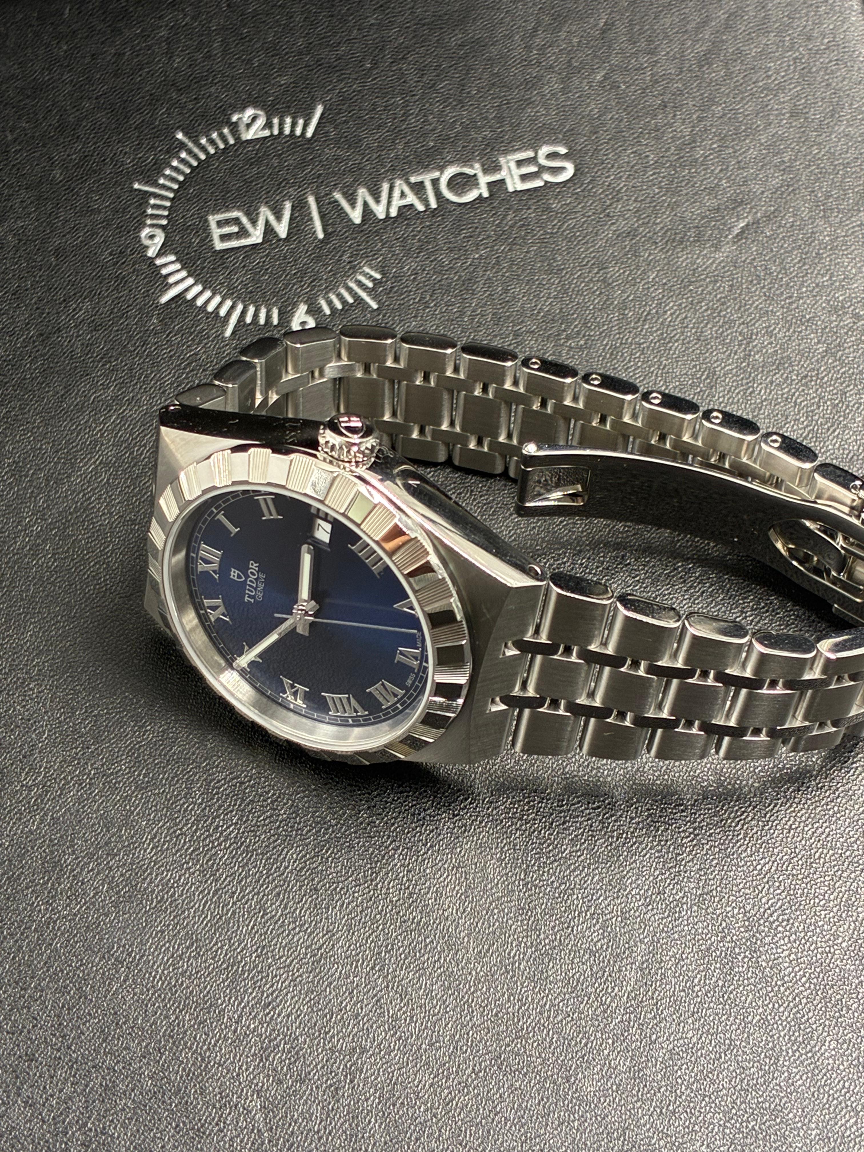 Tudor Royal Blue Roman Steel M28500-0005