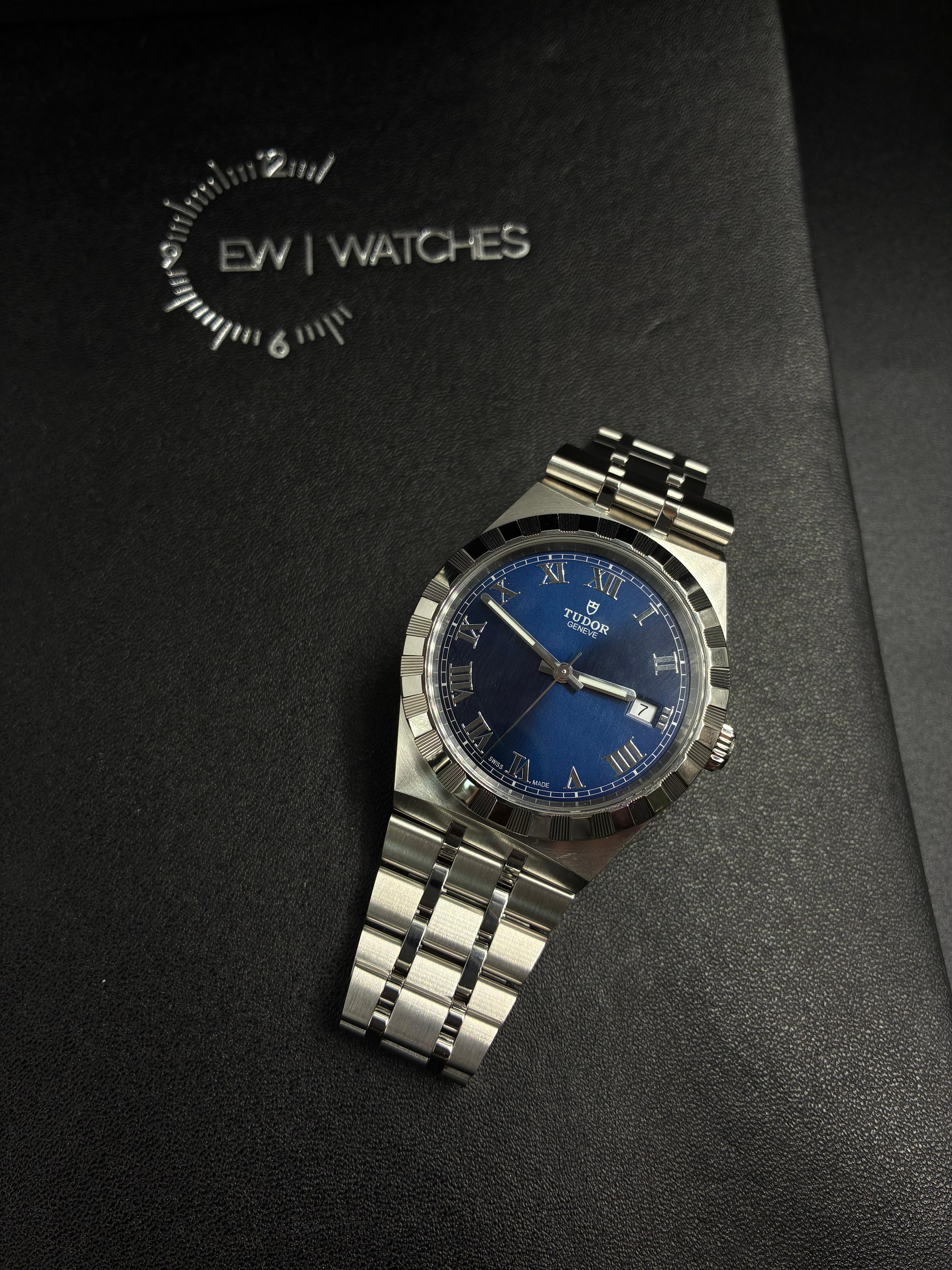 Tudor Royal Blue Roman Steel M28500-0005