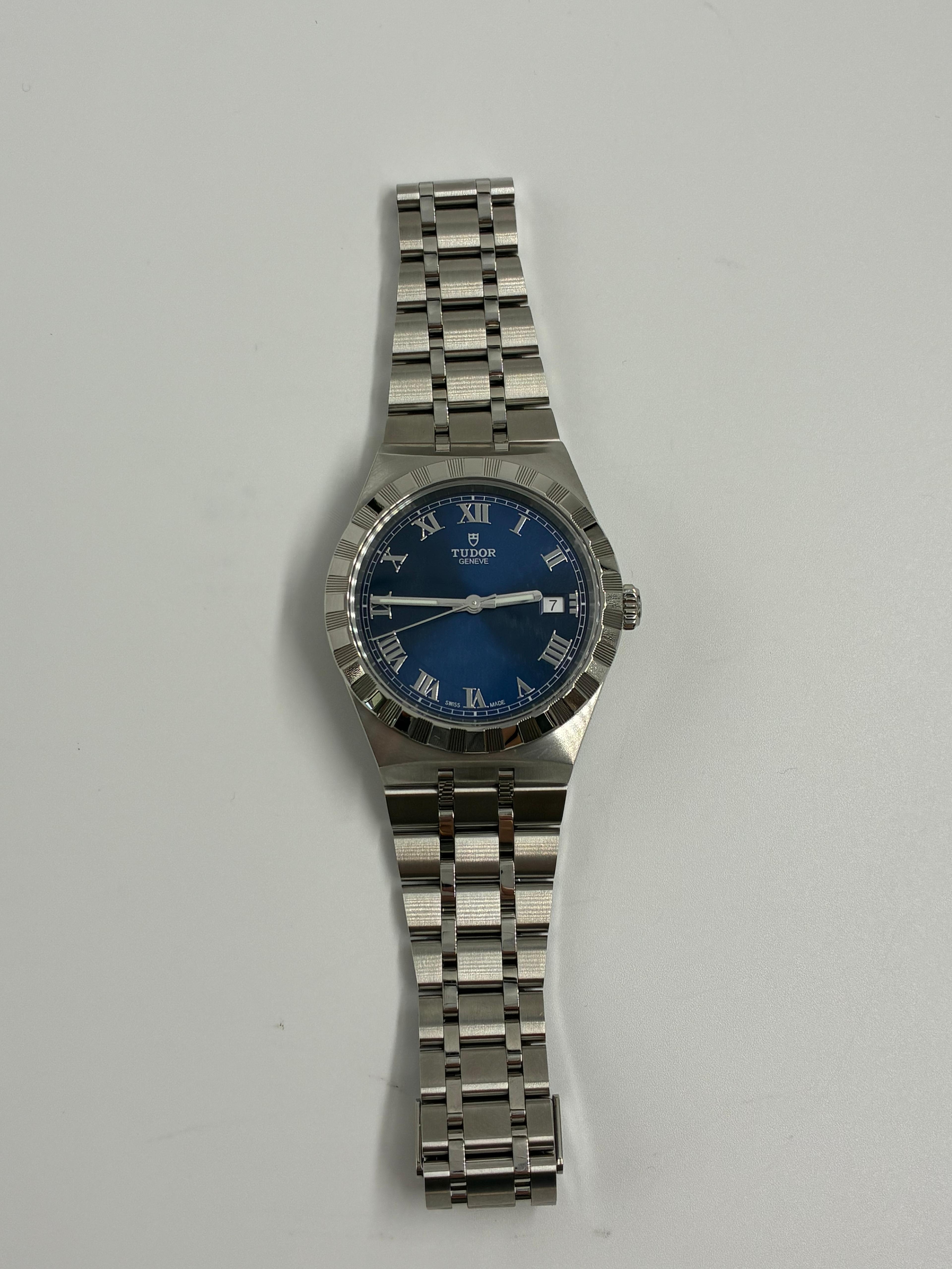 Tudor Royal Blue Roman Steel M28500-0005