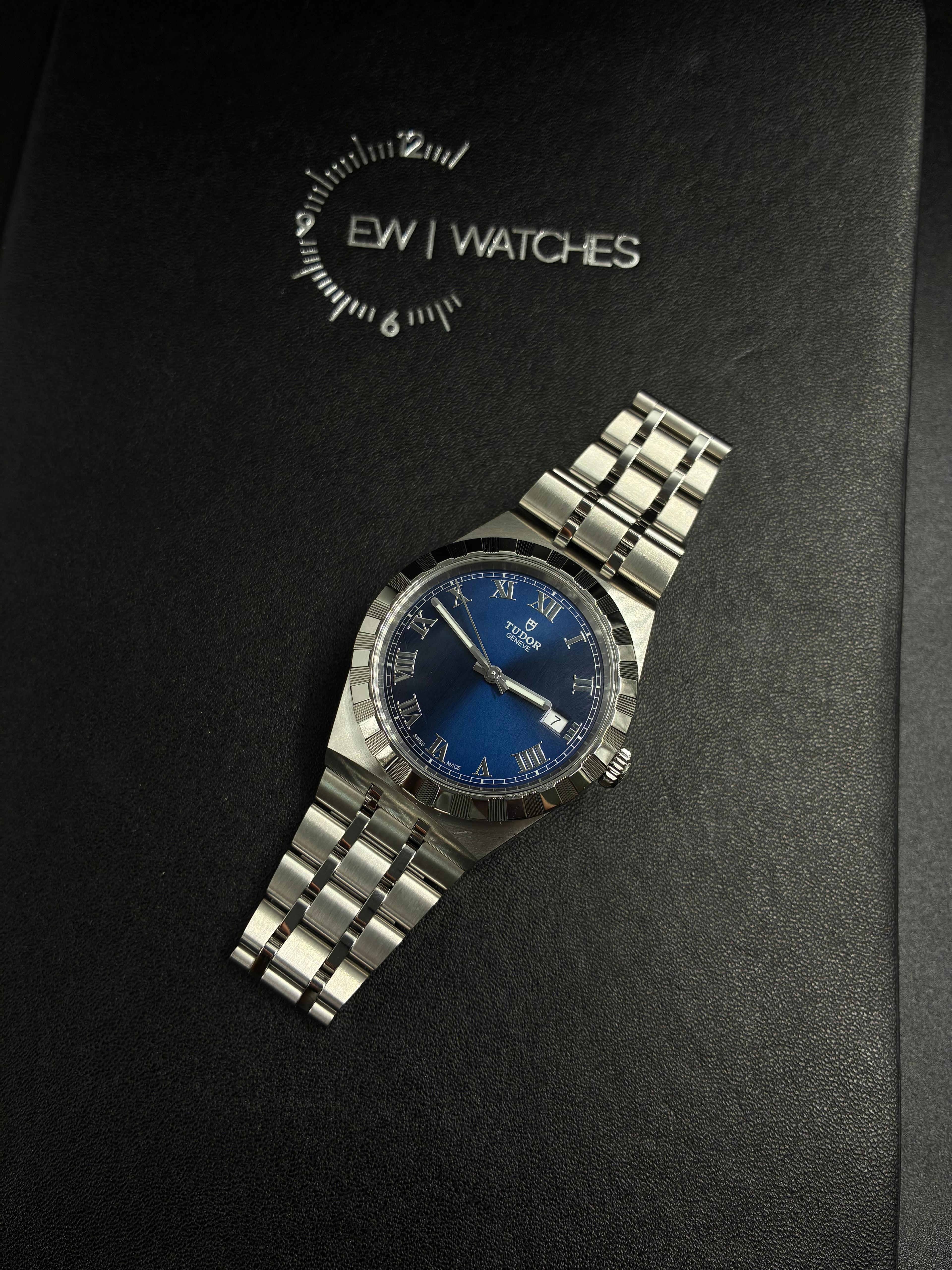Tudor Royal Blue Roman Steel M28500-0005