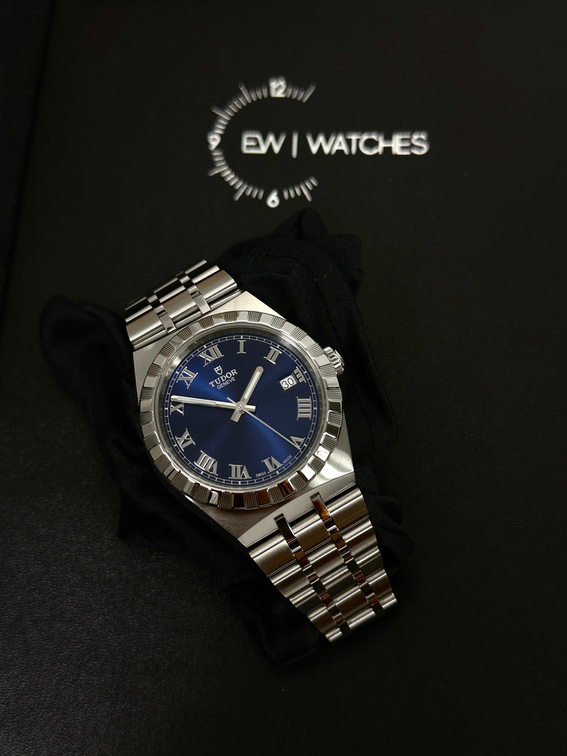 Tudor Royal Blue Roman Steel M28500-0005