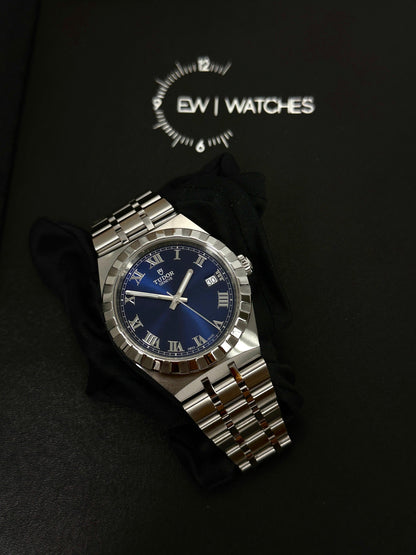 Tudor Royal Blue Roman Steel M28500-0005