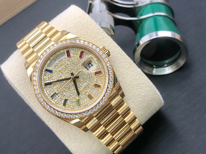 Rolex Day-Date 36 Diamond Pavé Rainbow Dial m128348rbr-0030 2025