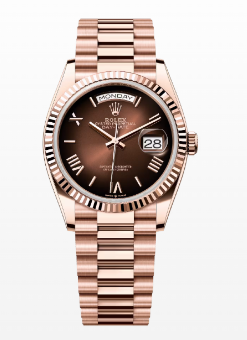 Rolex Day-Date 36 128235-0075 Everose gold Reference Brown ombré Roman 2026