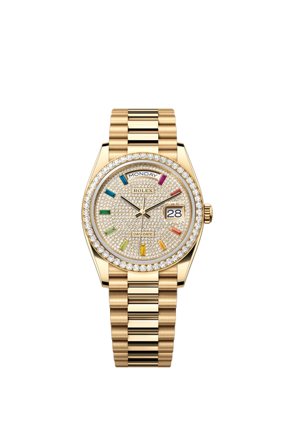 Rolex Day-Date 36 Diamond Pavé Rainbow Dial m128348rbr-0030 2025